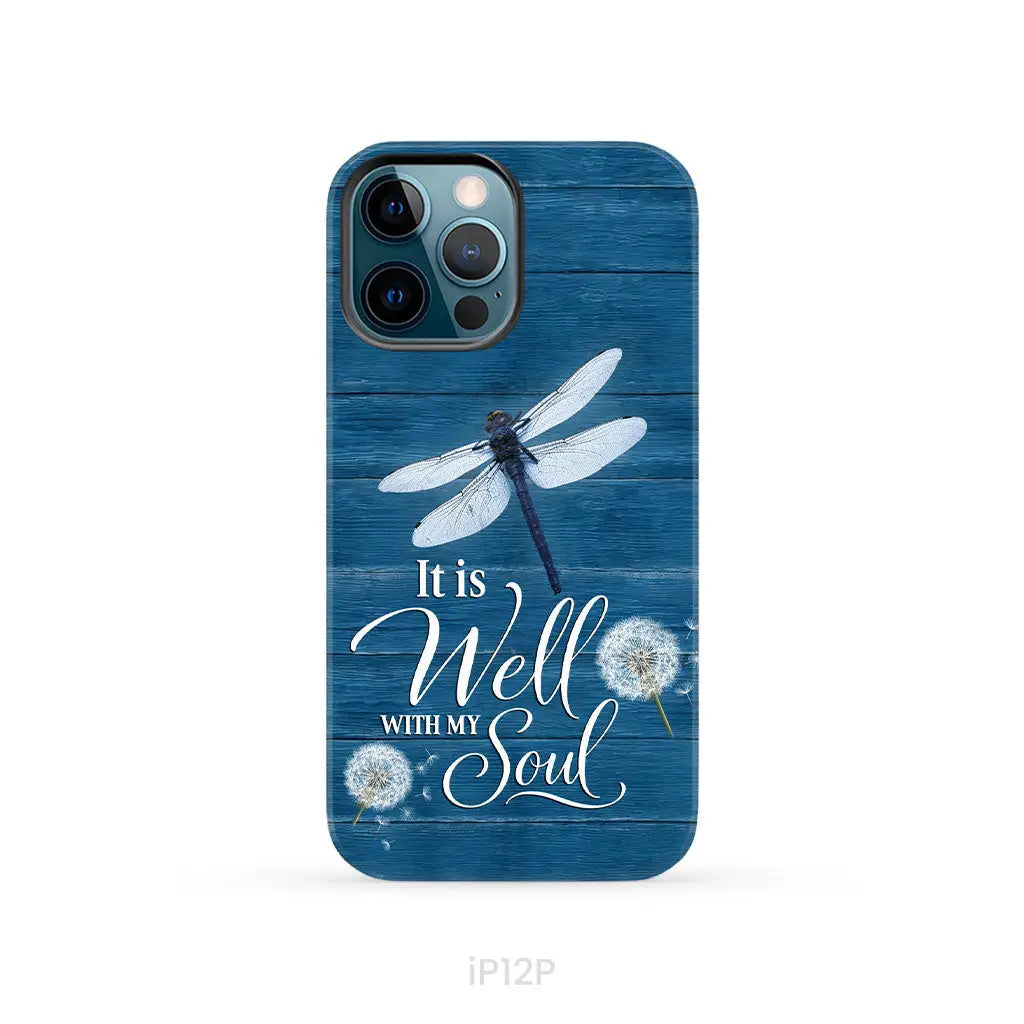 It Is Well With My Soul Dragonfly Christian Phone Case iPhone 12 Pro / Tough Case