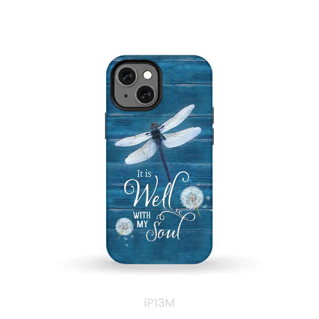 It Is Well With My Soul Dragonfly Christian Phone Case iPhone 13 Mini / Tough Case