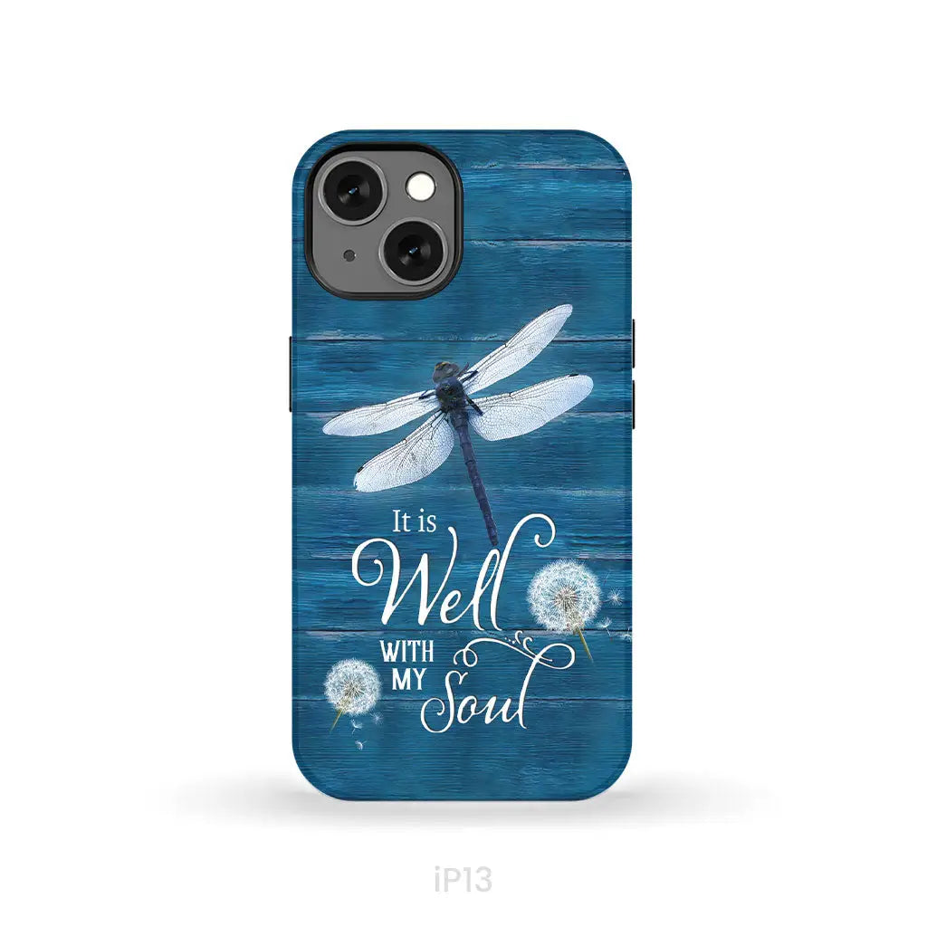 It Is Well With My Soul Dragonfly Christian Phone Case iPhone 13 / Tough Case