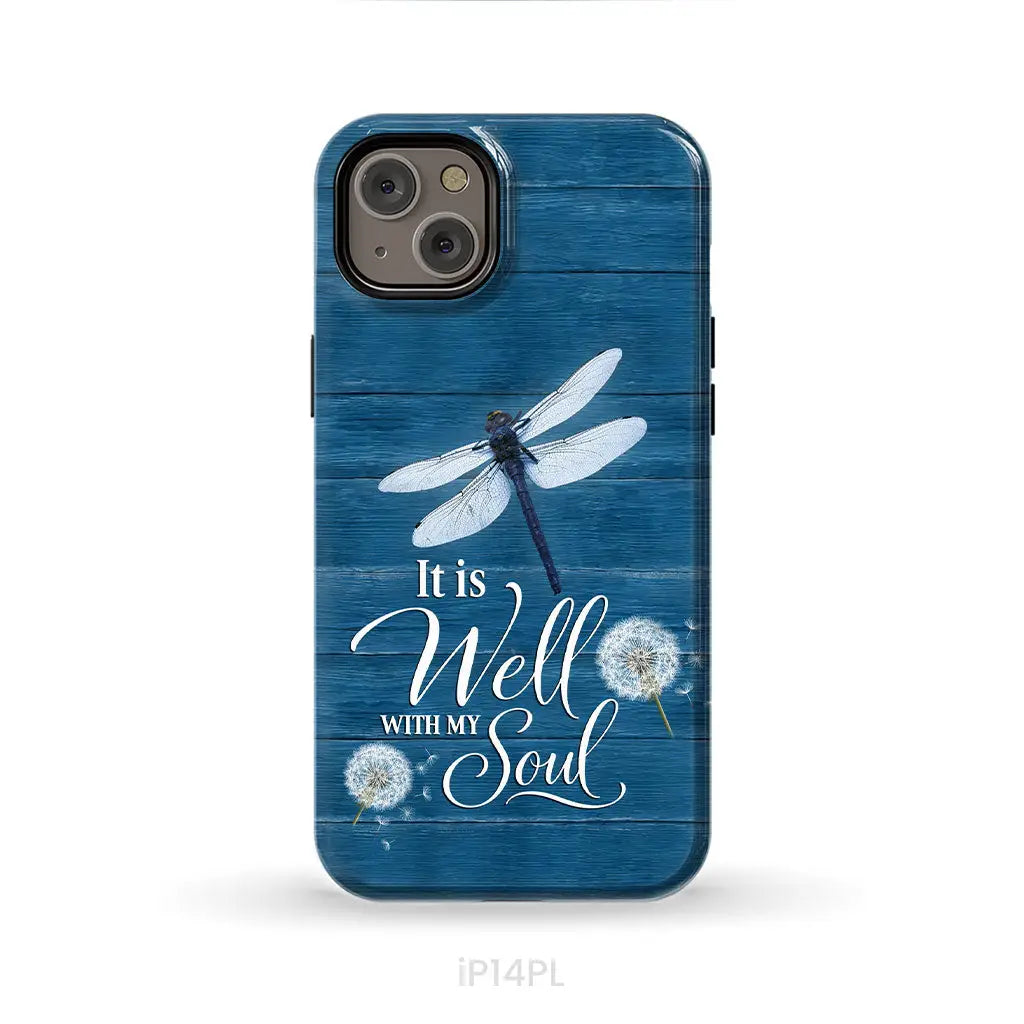 It Is Well With My Soul Dragonfly Christian Phone Case iPhone 14 Plus / Tough Case