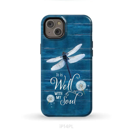 It Is Well With My Soul Dragonfly Christian Phone Case iPhone 14 Plus / Tough Case