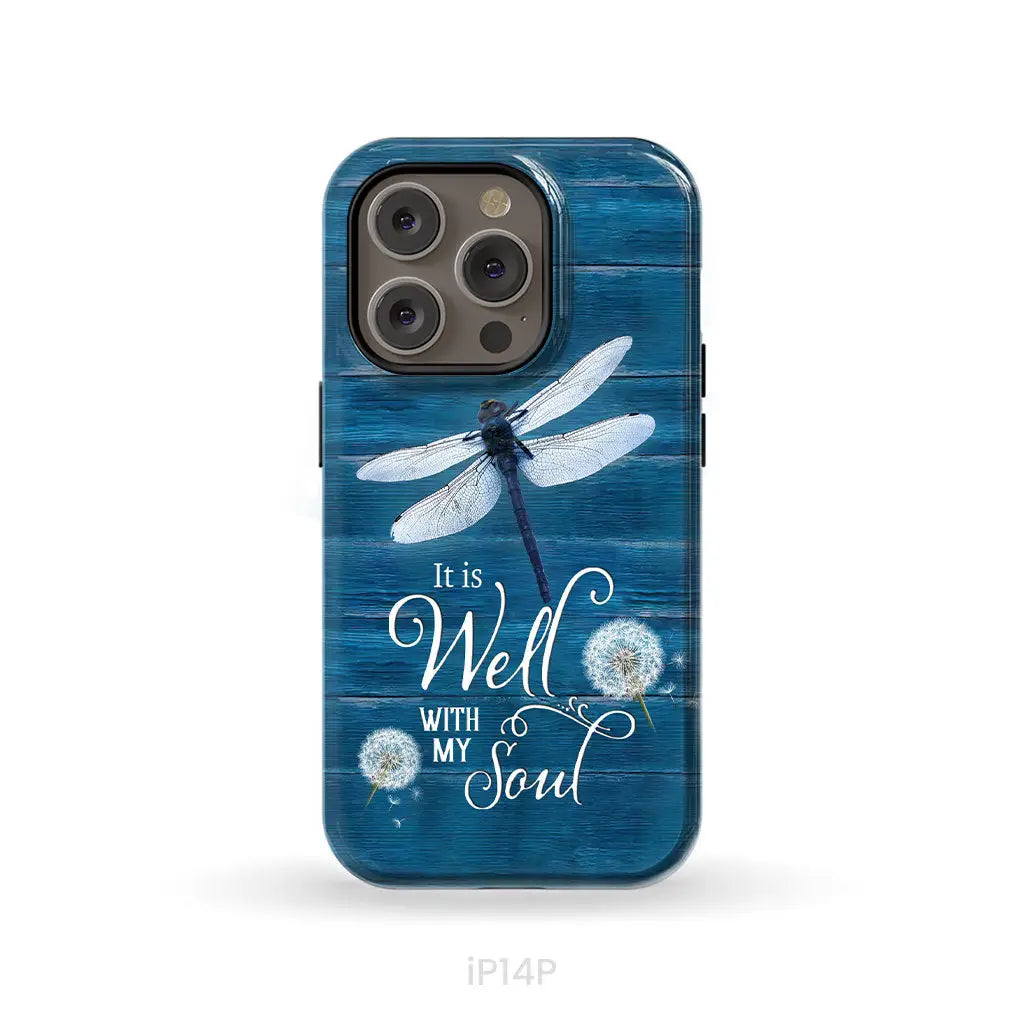 It Is Well With My Soul Dragonfly Christian Phone Case iPhone 14 Pro / Tough Case
