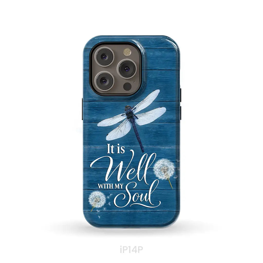 It Is Well With My Soul Dragonfly Christian Phone Case iPhone 14 Pro / Tough Case