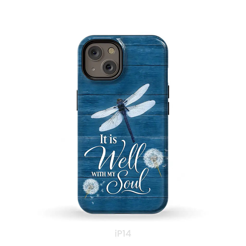 It Is Well With My Soul Dragonfly Christian Phone Case iPhone 14 / Tough Case