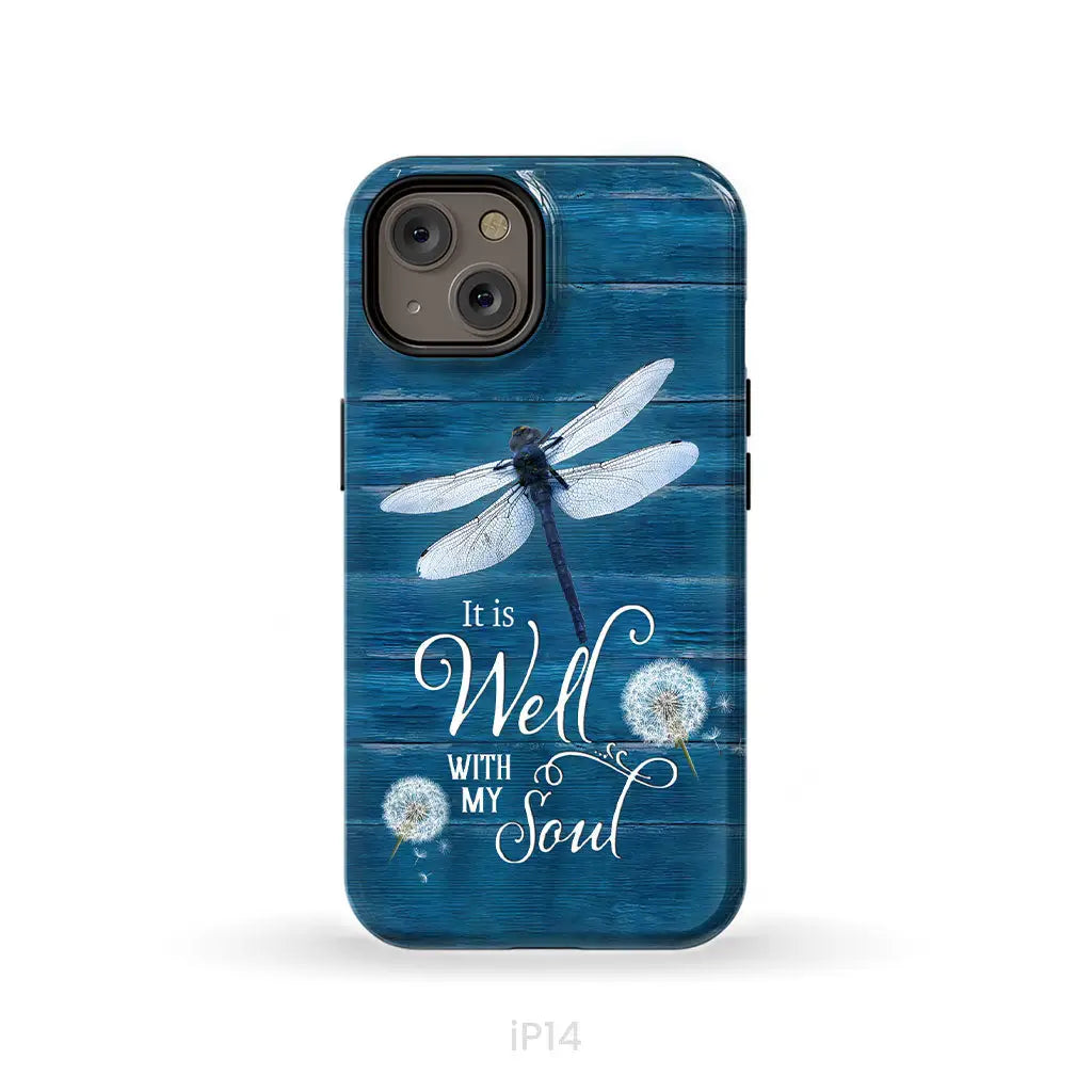 It Is Well With My Soul Dragonfly Christian Phone Case iPhone 14 / Tough Case