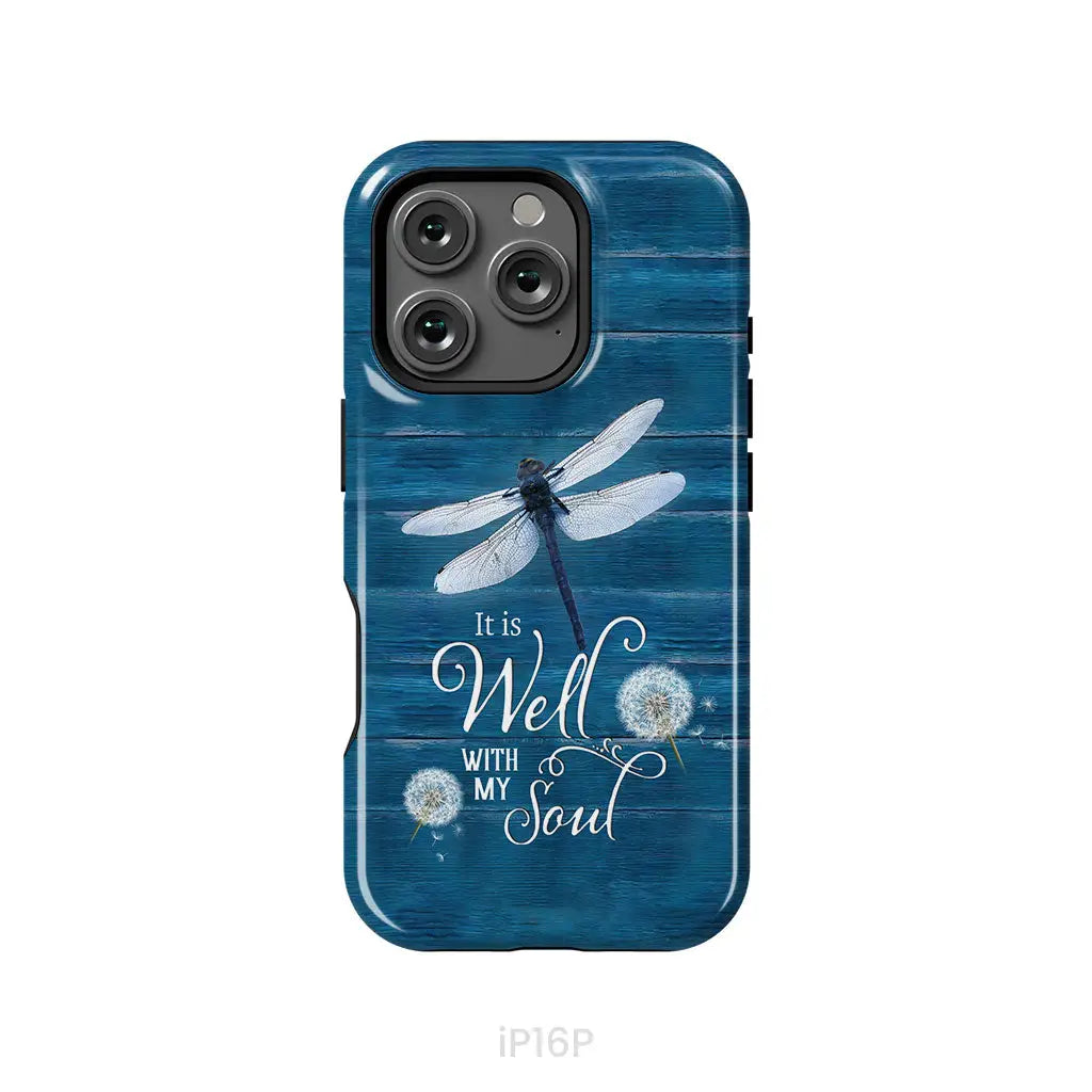It Is Well With My Soul Dragonfly Christian Phone Case iPhone 16 Pro / Tough Case