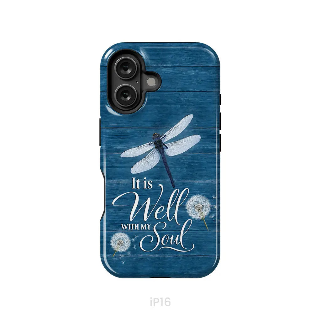 It Is Well With My Soul Dragonfly Christian Phone Case iPhone 16 / Tough Case