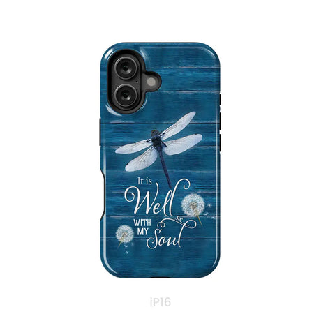 It Is Well With My Soul Dragonfly Christian Phone Case iPhone 16 / Tough Case