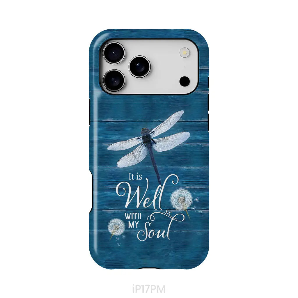 It Is Well With My Soul Dragonfly Christian Phone Case iPhone 17 Pro Max / Tough Case