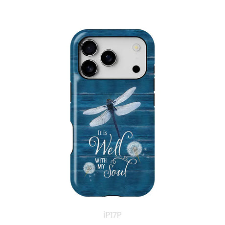 It Is Well With My Soul Dragonfly Christian Phone Case iPhone 17 Pro / Tough Case
