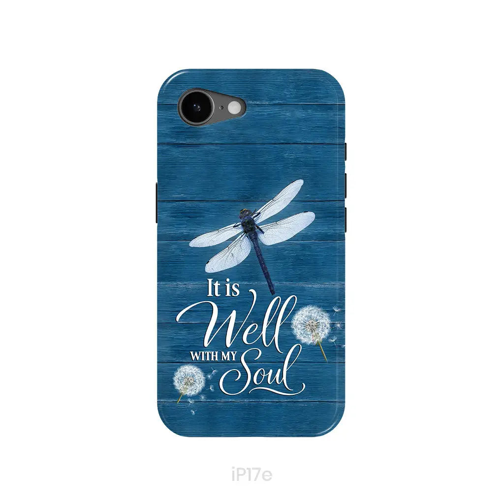 It Is Well With My Soul Dragonfly Christian Phone Case iPhone 17e / Tough Case