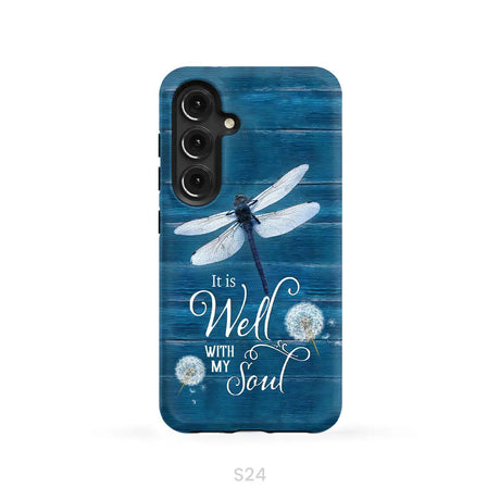 It Is Well With My Soul Dragonfly Christian Phone Case Samsung Galaxy S24 / Tough Case