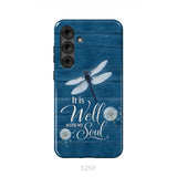 It Is Well With My Soul Dragonfly Christian Phone Case Samsung Galaxy S25 Plus / Tough Case