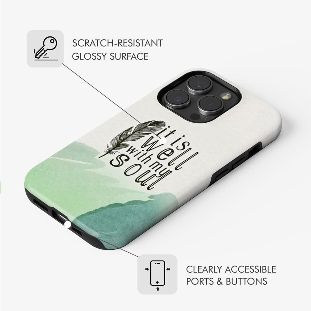 It is Well With My Soul Feather Phone Case