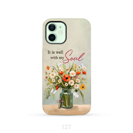 It is Well With My Soul Flowers in Jar Christian Phone Case iPhone 12 / Tough