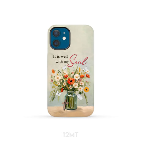 It is Well With My Soul Flowers in Jar Christian Phone Case iPhone 12 Mini / Tough