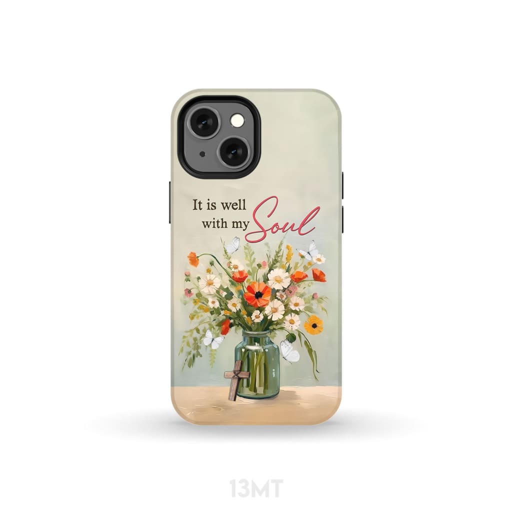 It is Well With My Soul Flowers in Jar Christian Phone Case iPhone 13 Mini / Tough
