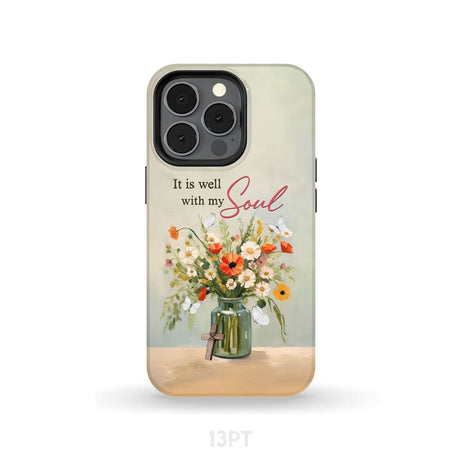 It is Well With My Soul Flowers in Jar Christian Phone Case iPhone 13 Pro / Tough