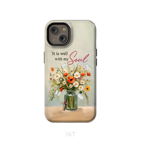 It is Well With My Soul Flowers in Jar Christian Phone Case iPhone 14 / Tough