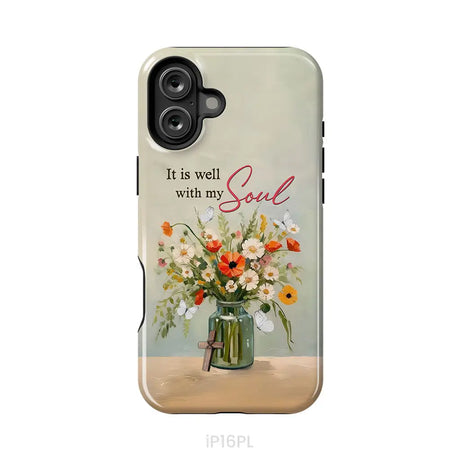 It is Well With My Soul Flowers in Jar Christian Phone Case iPhone 16 Plus / Tough Case