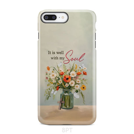 It is Well With My Soul Flowers in Jar Christian Phone Case iPhone 8 Plus / Tough