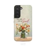 It is Well With My Soul Flowers in Jar Christian Phone Case Samsung Galaxy S22 / Tough
