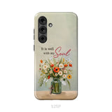 It is Well With My Soul Flowers in Jar Christian Phone Case Samsung Galaxy S25 Plus / Tough Case