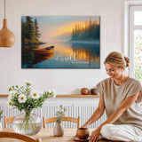 Christian wall art canvas featuring It Is Well With My Soul hymn and serene sunrise lake scenery, Christian Gifts