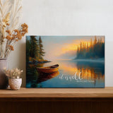 Faith based wall art It Is Well With My Soul with calm lake sunrise Christian home decor