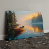 It Is Well With My Soul Christian wall art canvas with tranquil lake sunrise and peaceful faith decor