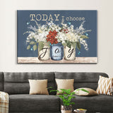 Christian Wall Decor, James 1:2 Today I Choose Joy Butterfly Flower Mason Jar Wall Art Canvas Print