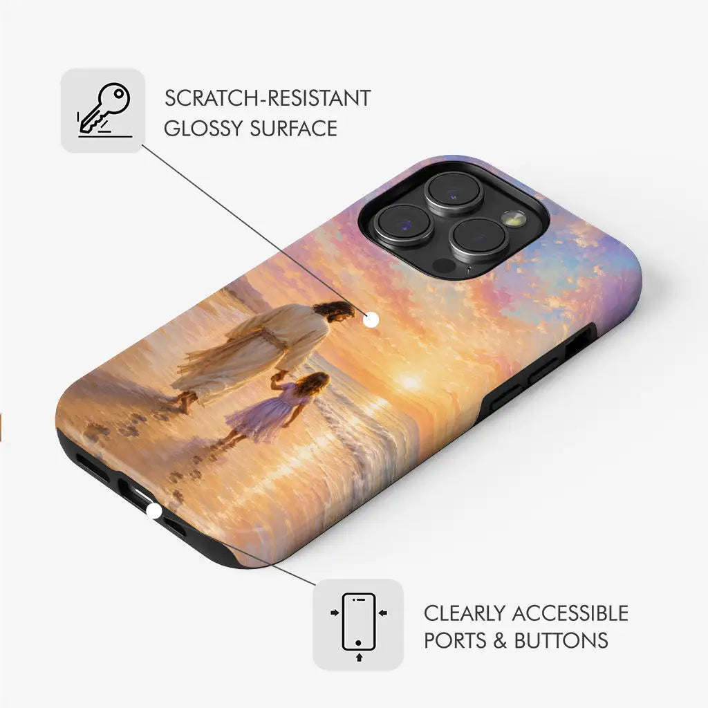 Jesus and a Little Girl on the Beach - Christian Phone Case