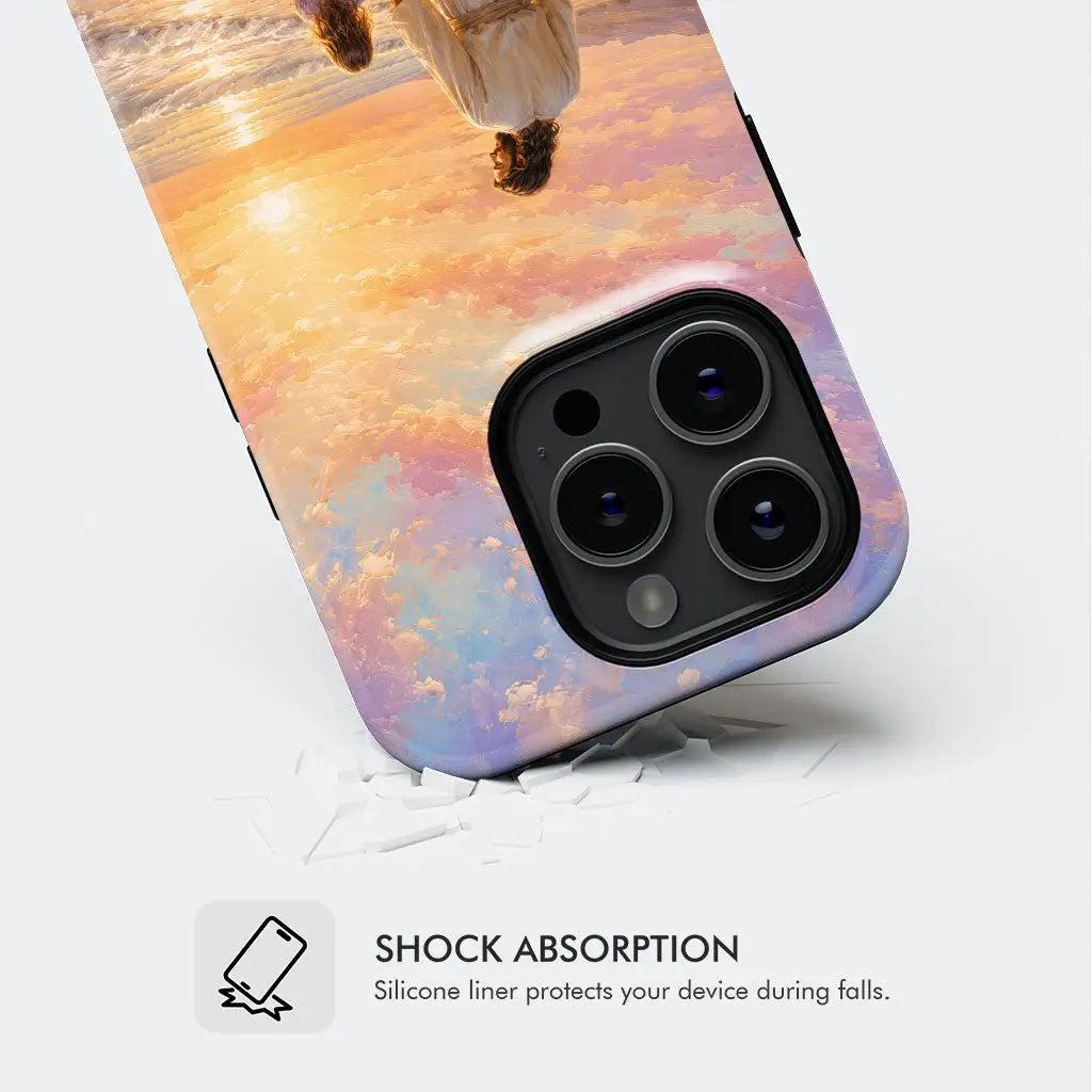 Jesus and a Little Girl on the Beach - Christian Phone Case