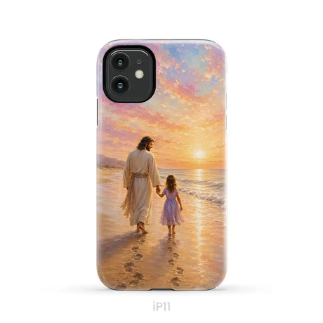 Jesus and a Little Girl on the Beach - Christian Phone Case iPhone 11 / Tough Case