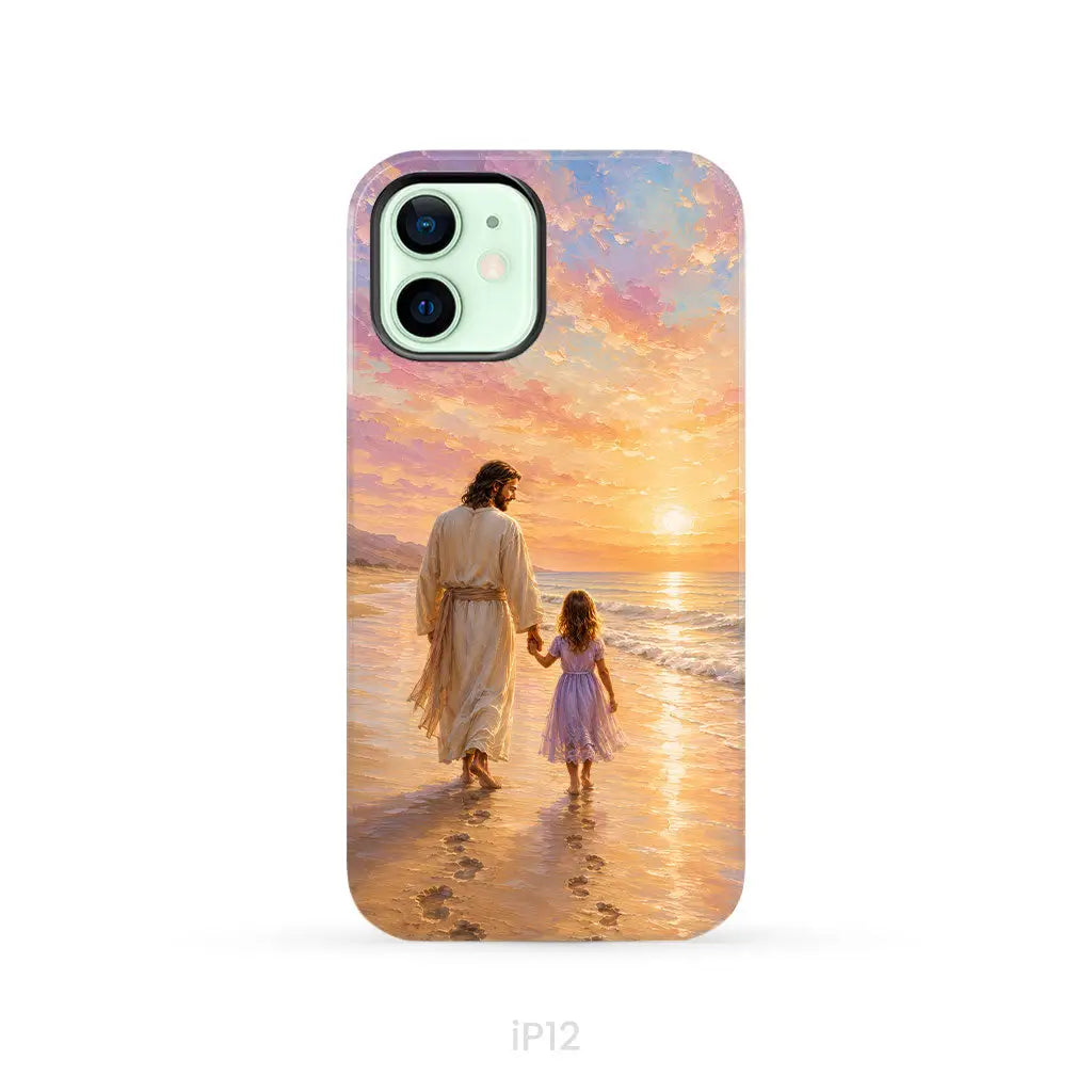 Jesus and a Little Girl on the Beach - Christian Phone Case iPhone 12 / Tough Case