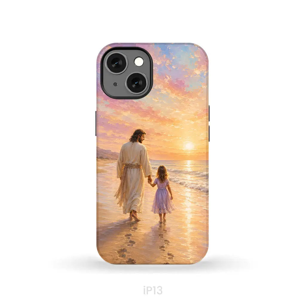 Jesus and a Little Girl on the Beach - Christian Phone Case iPhone 13 / Tough Case