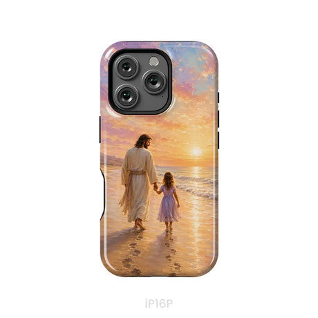 Jesus and a Little Girl on the Beach - Christian Phone Case iPhone 16 Pro / Tough Case
