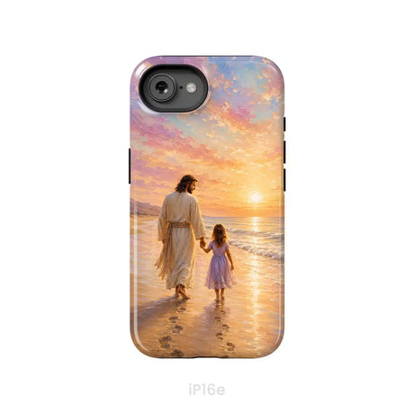 Jesus and a Little Girl on the Beach - Christian Phone Case iPhone 16e / Tough Case