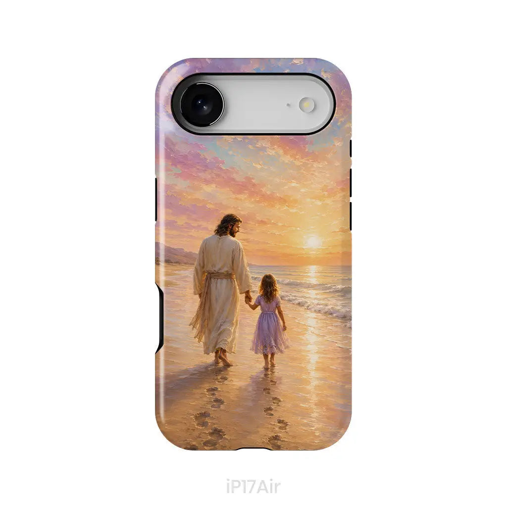 Jesus and a Little Girl on the Beach - Christian Phone Case iPhone 17 Air / Tough Case