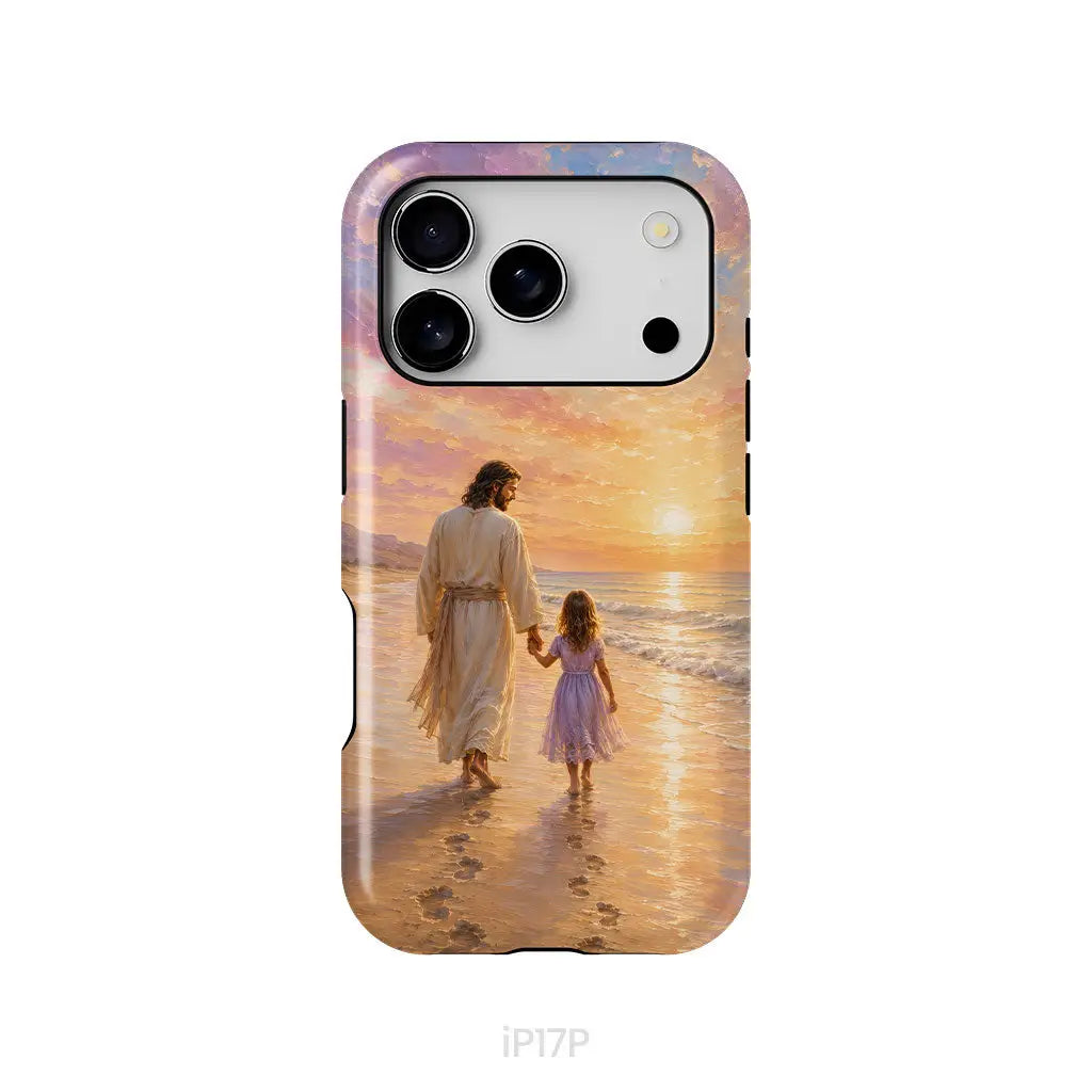 Jesus and a Little Girl on the Beach - Christian Phone Case iPhone 17 Pro / Tough Case