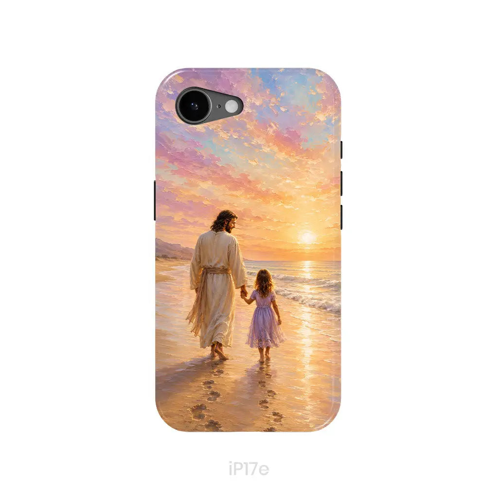 Jesus and a Little Girl on the Beach - Christian Phone Case iPhone 17e / Tough Case
