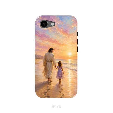 Jesus and a Little Girl on the Beach - Christian Phone Case iPhone 17e / Tough Case