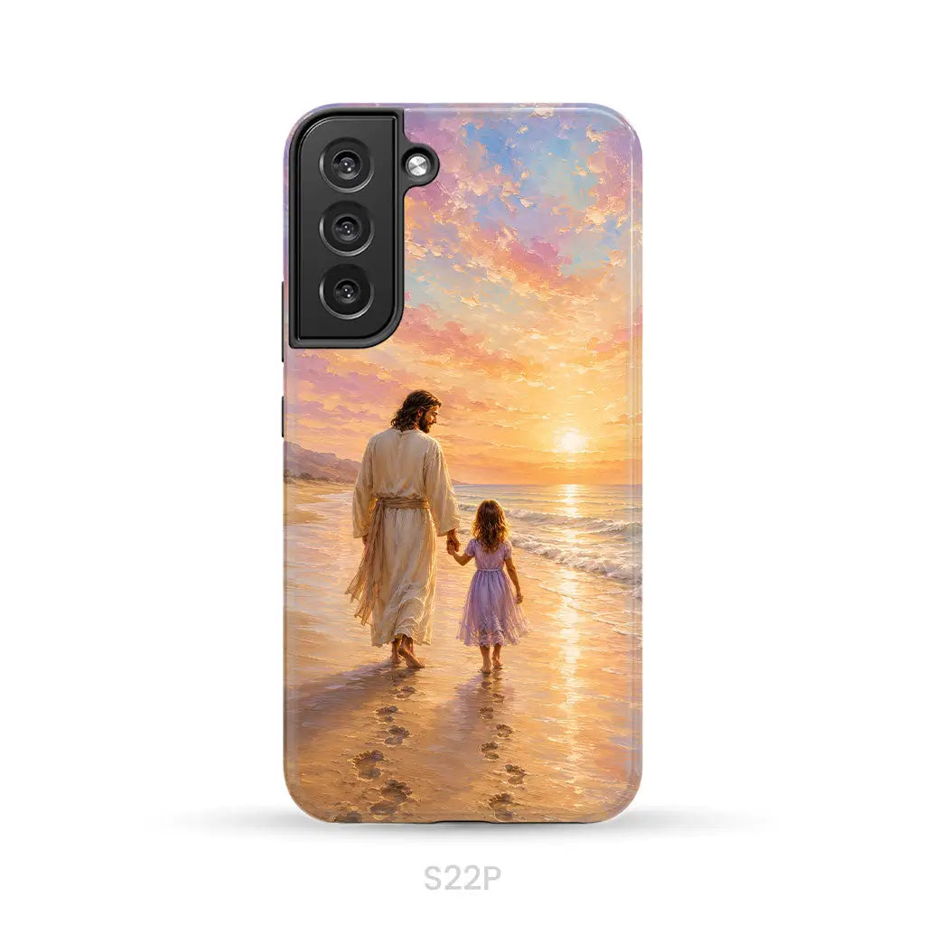 Jesus and a Little Girl on the Beach - Christian Phone Case Samsung Galaxy S22 Plus / Tough Case
