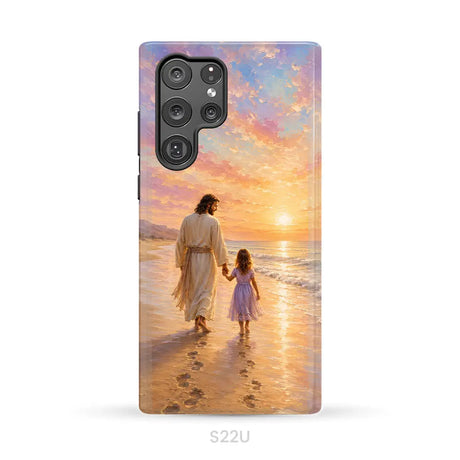 Jesus and a Little Girl on the Beach - Christian Phone Case Samsung Galaxy S22 Ultra / Tough Case