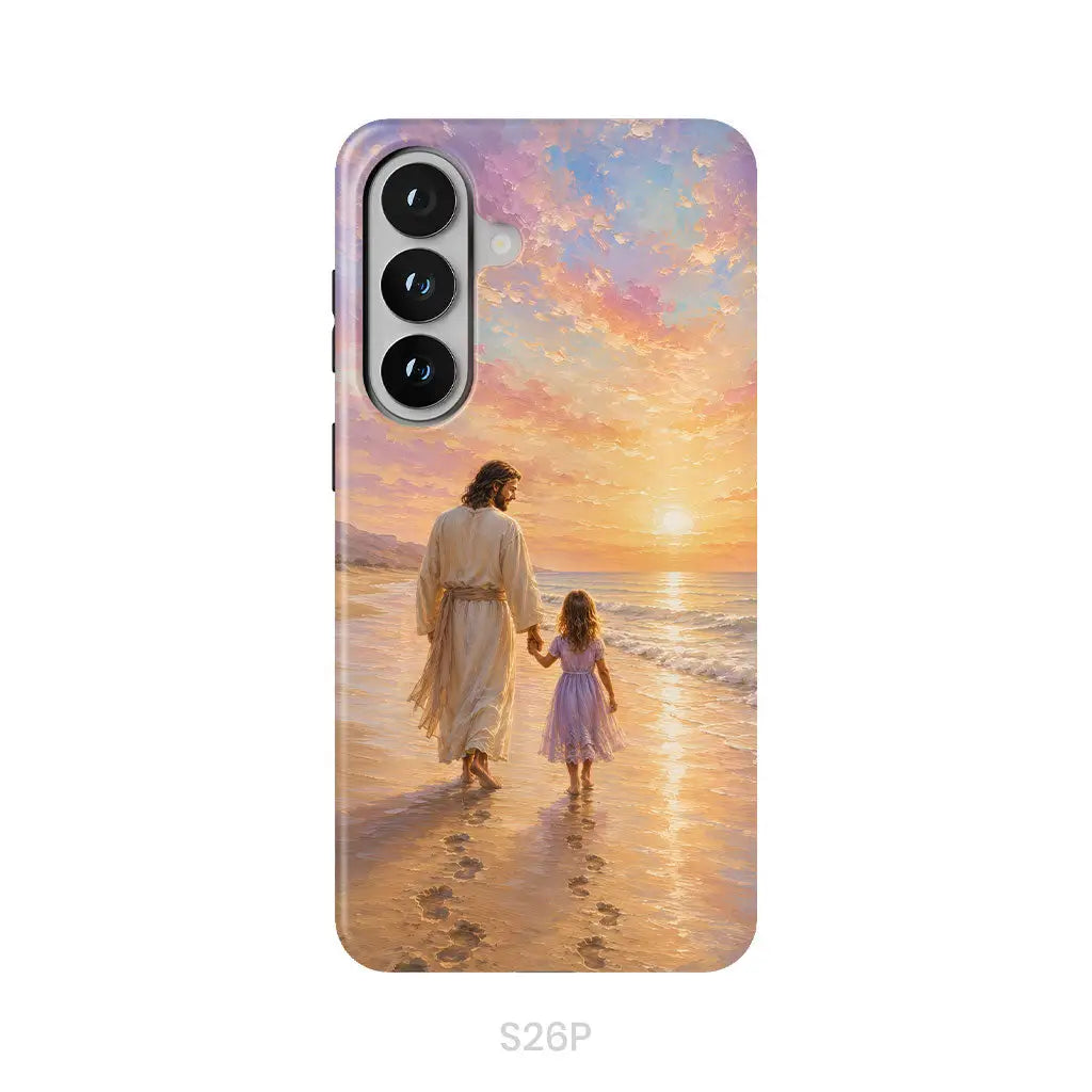 Jesus and a Little Girl on the Beach - Christian Phone Case Samsung Galaxy S26 Plus / Tough Case
