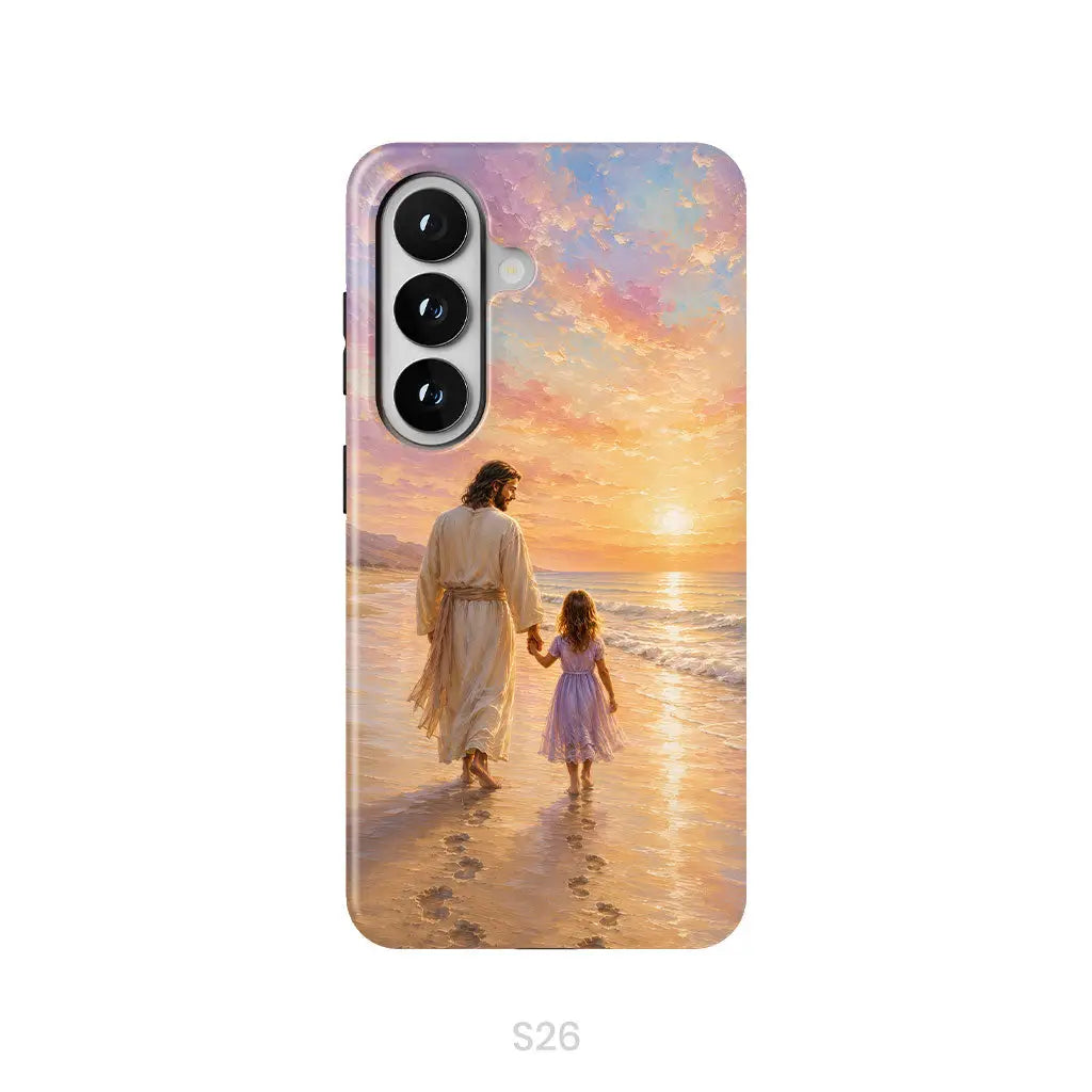 Jesus and a Little Girl on the Beach - Christian Phone Case Samsung Galaxy S26 / Tough Case