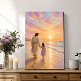 Jesus And Little Girl On Beach – Footprints – Christian Wall Art Canvas