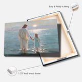 Jesus and Little Girl on the Water – Christian Wall Art Canvas
