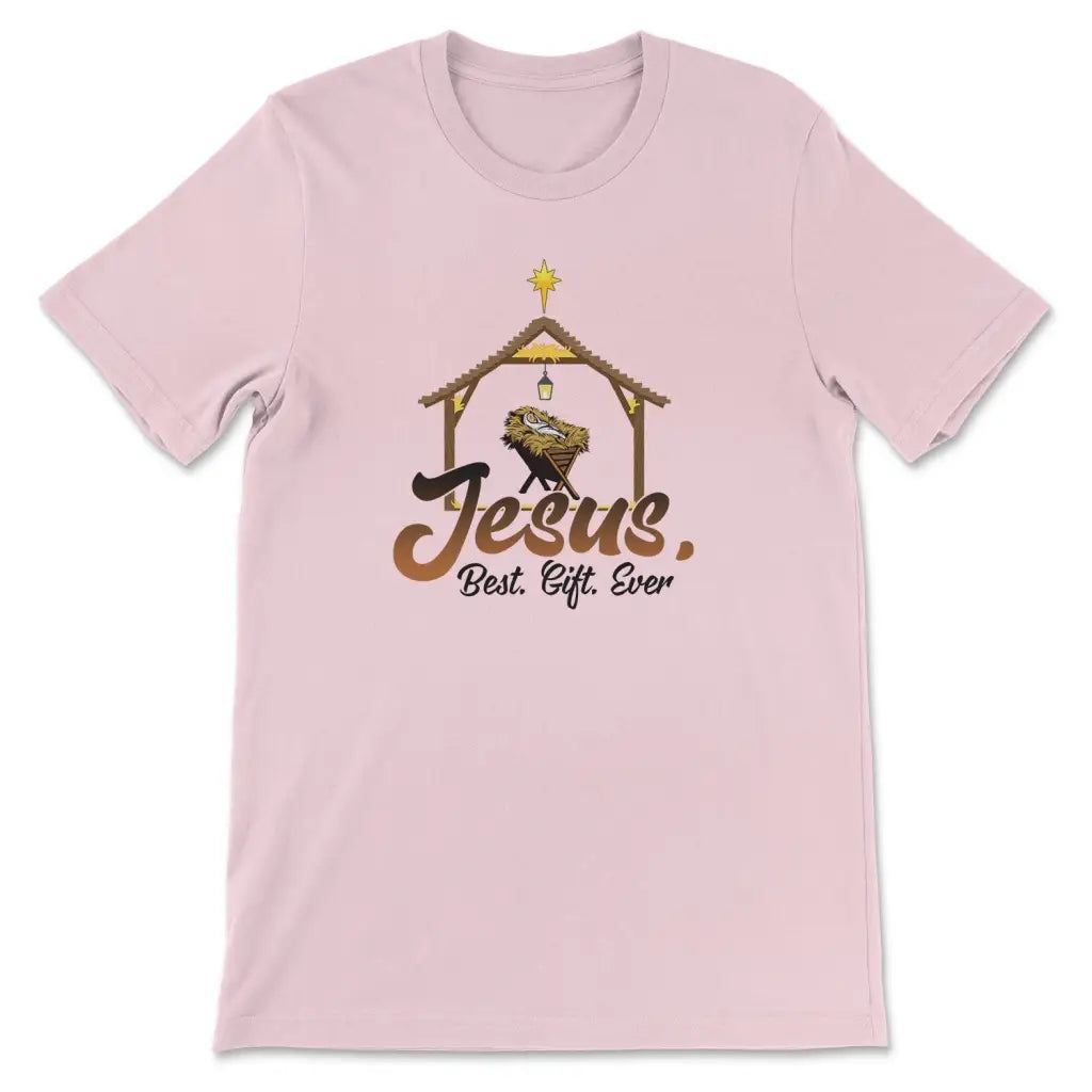 Jesus best gift ever Baby Jesus in a manger t-shirt Pink / S
