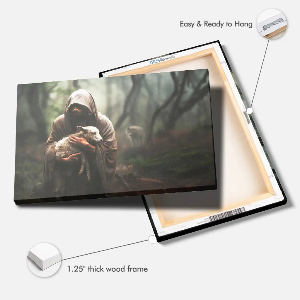 Jesus Carrying Lost Sheep Wall Art Canvas
